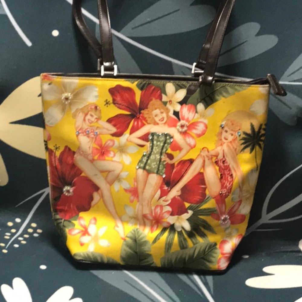 Vintage Hawaiian pin up girl handbag